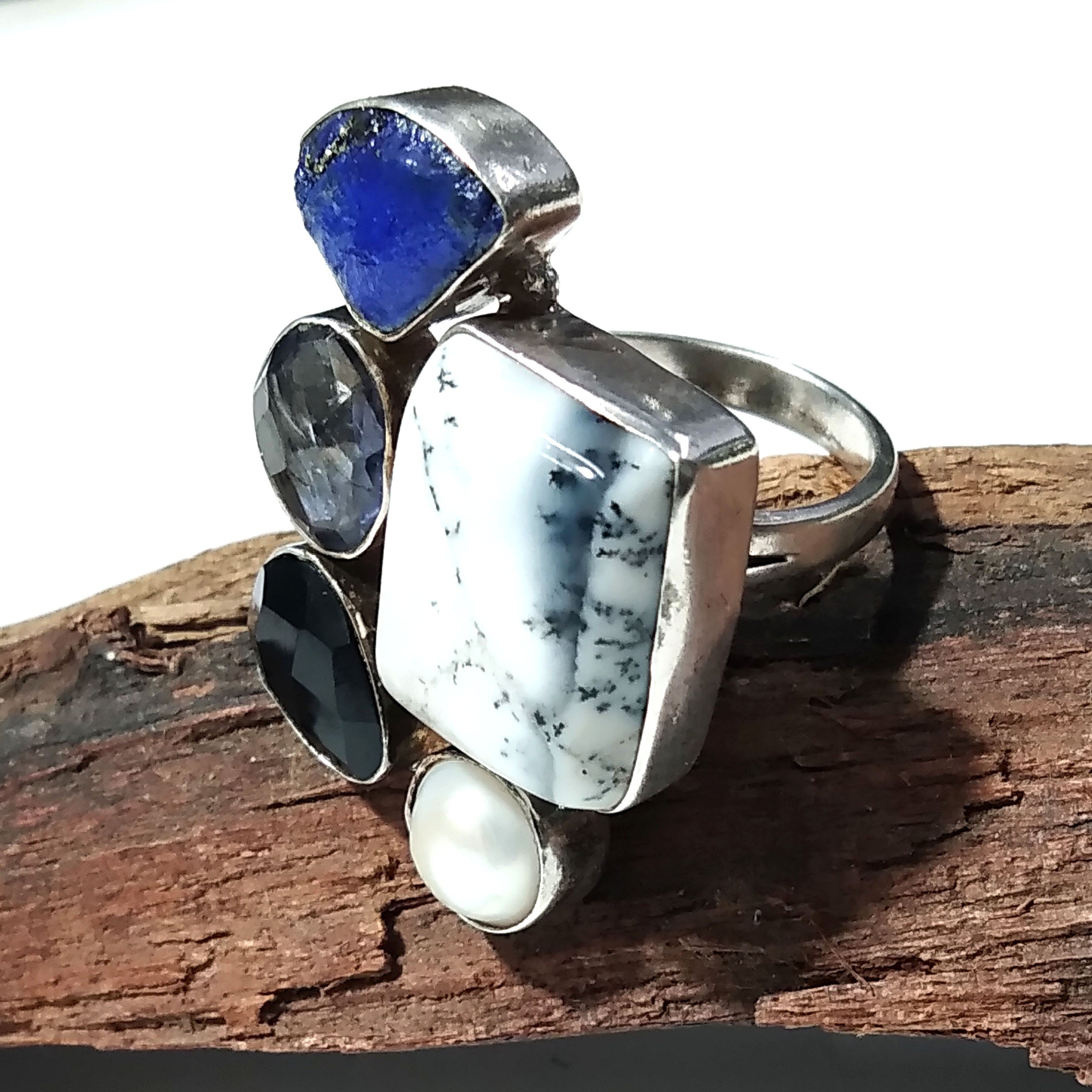 925 Starling Silver Rings, With All Natural Gemstone Rings, Beautiful Nice Multi Stone Ring, Handmade Gemstone Ring, For Girls & Women Ring.